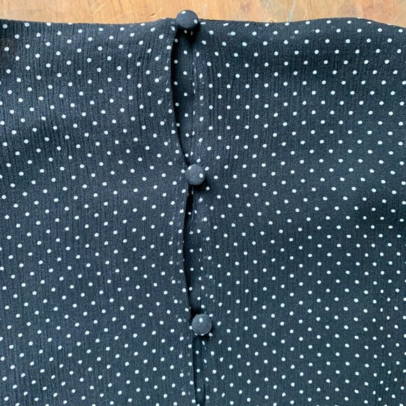 SEZANE Doria 100% Silk Chiffon Mini Dress, Black and Ecru Polka Dots, FR Size 40 - Picture 9 of 10